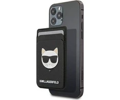 Dėklas Karl Lagerfeld Kieszeń na karty KLWMSCHSFBK Wallet Card Slot Saffiano Choupette Head MagSafe juoda/juodas