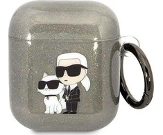 Apple AirPods Karl Lagerfeld Gliter Karl&amp;Choupette (KLA2HNKCTGK) ausinių dėklas juodos spalvos