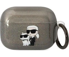Apple AirPods Pro Karl Lagerfeld Gliter Karl&amp;Choupette (KLAPHNKCTGK) ausinių dėklas juodos spalvos