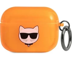 „Karl Lagerfeld Choupette Head“ dėklas „AirPods Pro“ ausinėms, oranžinis