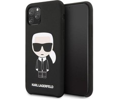 Karl Lagerfeld KLHCN58SLFKBK iPhone 11 Pro kietas dėklas juodas / juodas silikoninis ikoninis