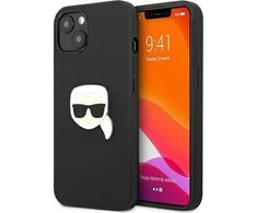 Dėklas Karl Lagerfeld KLHCP13SPKMK IPHONE 13 MINI 5.4 "Juodas/Juodas HARDCASE LEATHER IKONIK KARL`S HEAD METAL