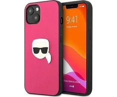 Dėklas Karl Lagerfeld HARDCASE KLHCP13SPKMP 13 MINI LEATHER IKONIK KARL'S HEAD METAL Rožinis