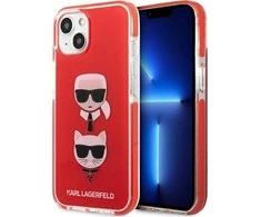 Karl Lagerfeld Karlas Lagerfeldas KLHCP13STPE2TR iPhone 13 mini 5,4 colių kietas dėklas, raudona/raudona Karl&amp;Choupette galvutė