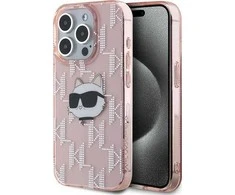 Karl Lagerfeld KLHCP15XHKLPCHP Apple iPhone 15 Pro Max 6.7″ rožinės spalvos kietas dėklas IML Choupette Head & Monog