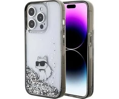 Karl Lagerfeld KLHCP15XLKCNSK Apple iPhone 15 Pro Max 6.7″ skaidrus kietas dėklas Liquid Glitter Choupette