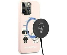 Karl Lagerfeld Slilicone Karl &amp; Choupette Magsafe - dėklas skirtas Apple iPhone 13 Rožinė