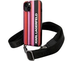 Apple iPhone 14 Karl Lagerfeld dėklas Color Stripes Strap rožinės spalvos