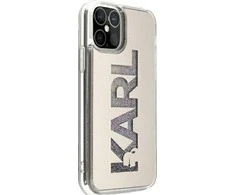 Dėklas Karl Lagerfeld HARD CASE MIRROR LIQUID GLITTER KARL IPHONE 12 MINI Sidabrinis
