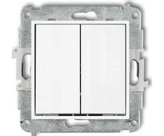 Karlik Elektrotechnik IWP-33.1 ICON Dvigubo laiptų jungiklio mechanizmas (du mygtukai be piktogramų) baltas IWP-33.1