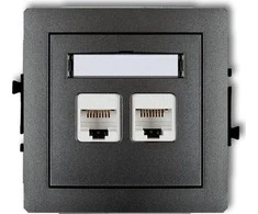 Karlik DECO Dvigubi kompiuterio lizdai 2xRJ45, 5e kat., 8 kontaktų matinė juoda 12DGK-2