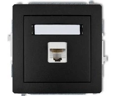Karlik DECO Vienkartiniai kompiuterio lizdai 1xRJ45, kat. 5e, ekranuotas, 8 kontaktų matinės juodos spalvos 12DGK-1e