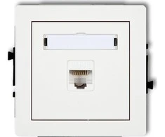 Karlik DECO Vienviečiai kompiuterio lizdai 1xRJ45, 5e kat., ekranuoti, 8 kontaktų balta DGK-1e