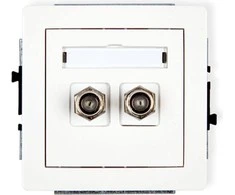 Karlik DECO dvigubo tipo antenos lizdas F nikelis padengtas balta (DGF-2)