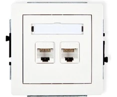 Karlik DECO dvivietis kompiuterio lubų lizdas 2xRJ45, kat. 5E, 8-pin balta (DGK-2)