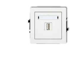 Karlik Elektrotechnik 25DCUSB-1 DECO Vieno USB įkroviklio mechanizmas, 5V, 1A, baltas matinis 25DCUSB-1