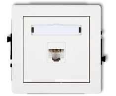 Karlik Elektrotechnik 25DGK-3 DECO Vieno kompiuterio lizdo mechanizmas 1xRJ45, kat. 6, 8 kontaktų, baltas matinis 25DGK-3