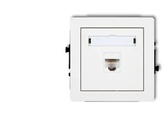 Karlik Elektrotechnik 25DGK-1 DECO Vieno kompiuterio lizdo mechanizmas 1xRJ45, kat. 5e, 8 kontaktų, baltas matinis 25DGK-1
