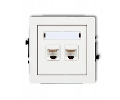Karlik Elektrotechnik 25DGK-2 DECO Dvigubas kompiuterio lizdo mechanizmas 2xRJ45, kat. 5e, 8 kontaktų, baltas matinis 25DGK-2