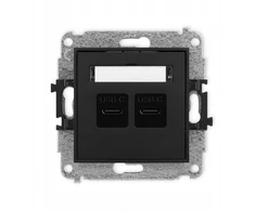 Karlik Elektrotechnik 12ICUSB-7 ICON dvigubas USB įkrovimo mechanizmas, 2xUSB C, maks. 20 W. matinės juodos spalvos 12ICUSB-7