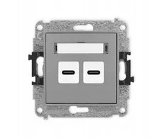 Karlik Elektrotechnik 27ICUSB-7 ICON dvigubas USB įkrovimo mechanizmas, 2xUSB C, maks. 20 W. pilka matinė 27ICUSB-7