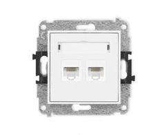 Karlik Elektrotechnik IGK-2 ICON Dvigubas kompiuterio lizdo mechanizmas 2xRJ45, kat. 5e, 8 kontaktų baltas IGK-2