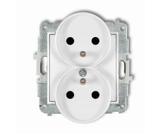 Karlik Elektrotechnik 25IGPR-2zp ICON Dvigubo lizdo mechanizmas rėmui su įžeminimu 2x(2P+Z) (srovės kelio sklendės) balta matinė 25IGPR-2zp
