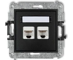 Karlik MINI Dvigubas kompiuterio lizdas 2xRJ45 6 kat. 8 kontaktų matinė juoda 12MGK-4