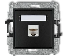 Karlik MINI Vienvietis kompiuterio lizdas 1xRJ45 6 kat. ekranuotas 8 kontaktų matinė juoda 12MGK-5