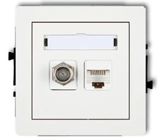 Karlik Vieno SAT antenos lizdas + vieno kompiuterio lizdai 1xRJ45 balta (DGFK)