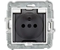 Karlik Elektrotechnik Karlik Atsparus purslams lizdas Karlik Mini 25MGPB-1zdp su įžeminimu 2P+Z, dūmų sklendė, srovės tako dangčiai, matinis baltas/rūkytas