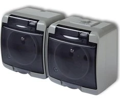 Karlik Elektrotechnik 10GHE-2d JUNIOR Lizdas podwójne su/u (klapka dymna) šviesiai pilka IP54 10GHE-2d