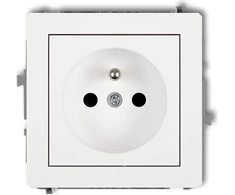 Karlik Elektrotechnik 25DGP-1zp DECO Vieno lizdo mechanizmas su įžeminimu 2P+Z (srovės kelio sklendės), baltas matinis 25DGP-1zp