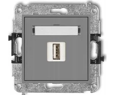 Karlik USB-AA lizdas Karlik Mini 27MGUSB-1 vienvietis 2.0 matinis pilkas