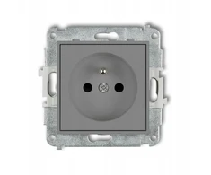 Karlik Elektrotechnik 27IGP-1zp ICON Vieno lizdo mechanizmas su įžeminimu 2P+Z (srovės kelio sklendės) matinė pilka 27IGP-1zp