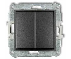 Karlik Elektrotechnik 27IWP-66.1 ICON Dvigubo kryžminio jungiklio mechanizmas (du klavišai be piktogramos) matinė pilka 27IWP-66.1