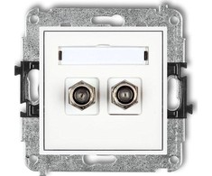 Karlik MINI F tipo dvigubas antenos lizdas (SAT) paauksuotas baltas MGF-2.1