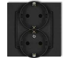 Karlik Mini 12MGP-2s dvigubas lizdas su įžeminimu SCHUKO 2x2P+Z be srovės kelio sklendių, matinė juoda