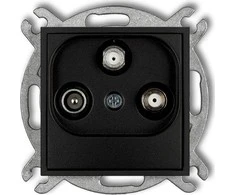 Karlik MINI Antenos lizdas 2 SAT + TV išėjimai, matinė juoda 12MGSN
