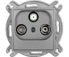 Karlik MINI RTV-SAT antenos lizdas (2 antenos įėjimai), sidabro spalvos, 7MGST