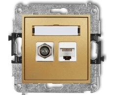 Karlik MINI F tipo antenos lizdas (SAT) + kompiuterio lizdai 1xRJ45, kat. 5e, auksinis 29MGFK