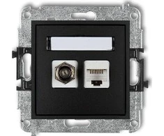 Karlik Elektrotechnik 12MGFK-1 MINI Lizdas antena tipo F (SAT) + kompiuterio lizdai 1xRJ45 kat. 5e juoda kilimėlis 12MGFK-1