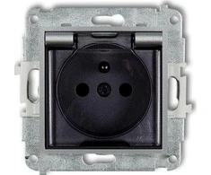 Karlik MINI Purslų nepraleidžiantis lizdas su/iš IP44 su langinėmis, dūmų sklendė, metalinis sidabras 7MGPB-1zdp