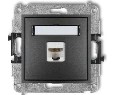 Karlik MINI Vienvietis kompiuterio lizdas 1xRJ45 kat. 5e 8 kontaktų grafitas 11MGK-1