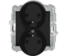 Karlik MINI Dvivietis lizdas su / U juodu matiniu 12MGPR- 2z