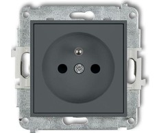Karlik Elektrotechnik Karlik MINI Vienvietis lizdas be langinių, grafito matinis 28MGP-1zp