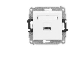 Karlik Elektrotechnik 25MCUSB-3 MINI vieno USB įkroviklio mechanizmas, 5 V, 2 A, baltas matinis 25MCUSB-3