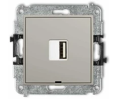 Karlik Elektrotechnik 60MCUSBBO-3 MINI vieno USB A tipo įkroviklis, maks. 10 W, 5 V, 2 A, be etiketės lauko, pilkšvai pilkšvas 60MCUSBBO-3