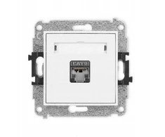Karlik Elektrotechnik 25MGK-1e MINI Vieno kompiuterio lizdo mechanizmas 1xRJ45, kat. 5e, ekranuotas, 8 kontaktų matinis baltas 25MGK-1e
