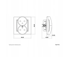 Karlik Elektrotechnik 61MGPR-2zp MINI Dvigubo lizdo mechanizmas rėmui su įžeminimu 2x(2P+Z) (srovės kelio sklendės) sage 61MGPR-2zp